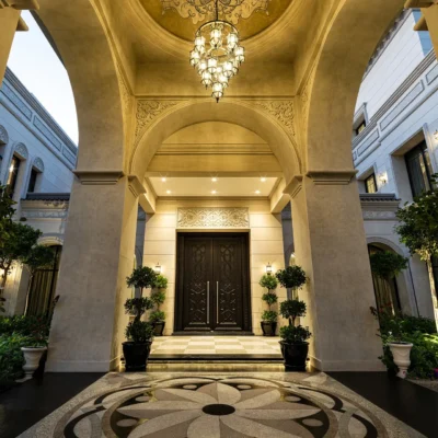 front enterance of a villa in Dubai UAE, design by Johann Kruger Design